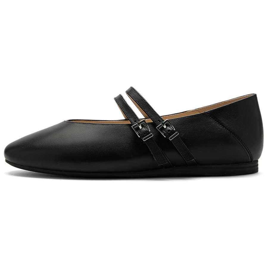 NINE WEST Cow Leather Flat Mary Jane Shoes 1.3cm Women's