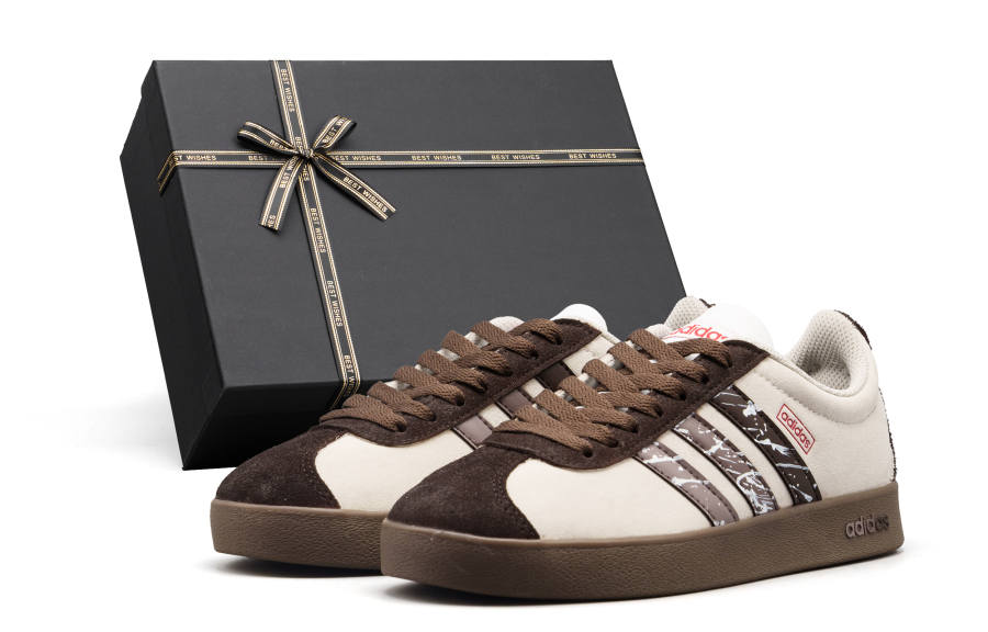 Adidas Adidas VL COURT 2.0 Abrasion Resistant Slip Resistant Low top Skateboard Shoes Unisex Brown Box Included