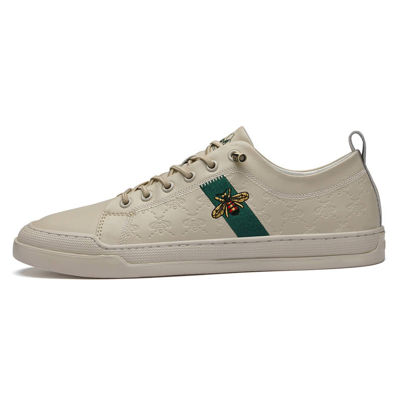 HENIBAOLUO Cow Split Leather Low top Skateboard Shoes Men's