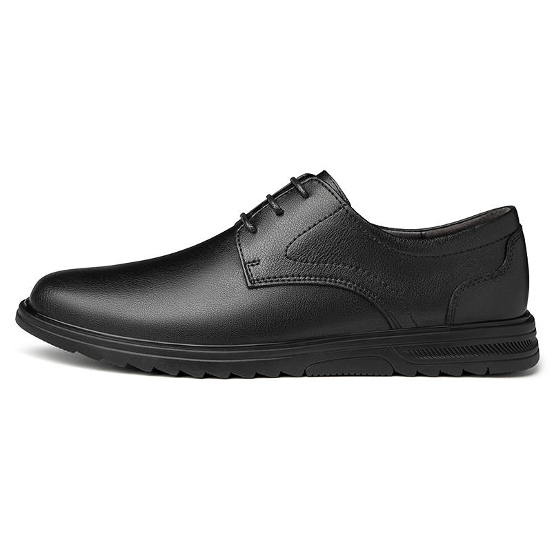 YINGLUNQISHI Top Grain Cow Leather Casual Shoes Men's Black