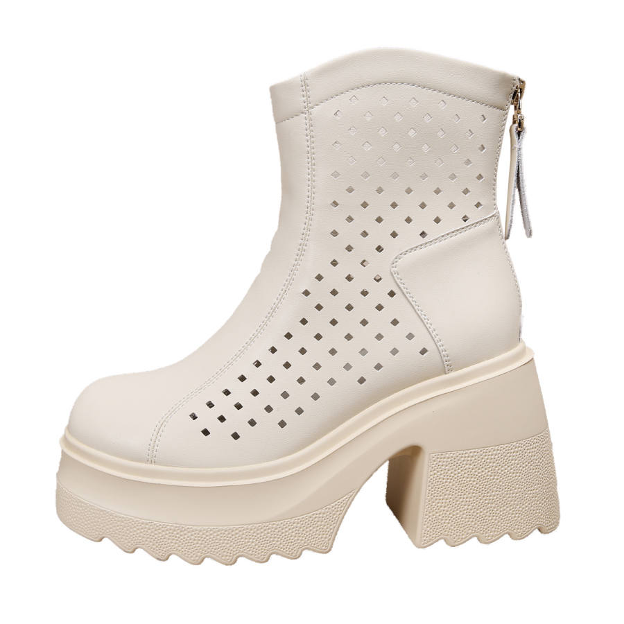Forest Princess Synthetic Leather Ankle Boots Women's Ecru