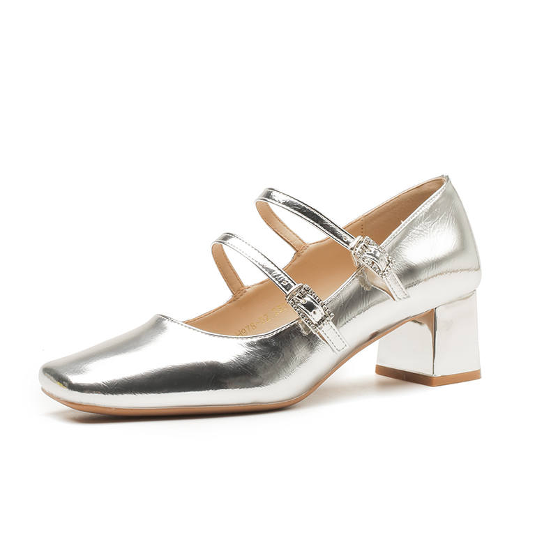 TATAYA Patent Leather Chunky Heel Mary Jane Shoes 5CM Women's