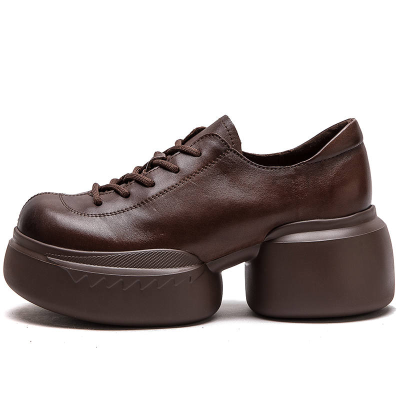 JIEZHOU Top Grain Cow Leather Casual Shoes 6CM Women's