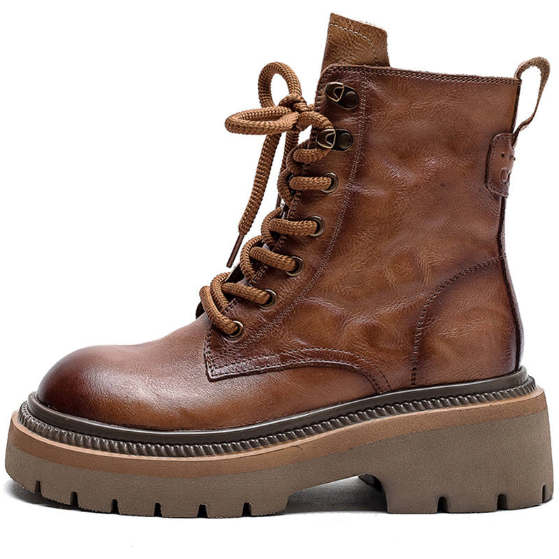 JIEZHOU Top Grain Cow Leather Ankle Boots Women's