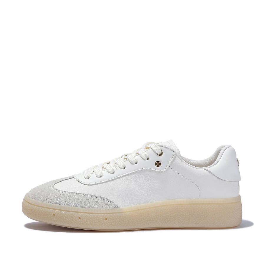 BELLALILY Top Grain Cow Leather Low top Skateboard Shoes Women's Ecru