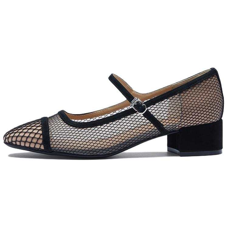 Le Saunda Fabric Chunky Heel Mary Jane Shoes Women's Obsidian Black
