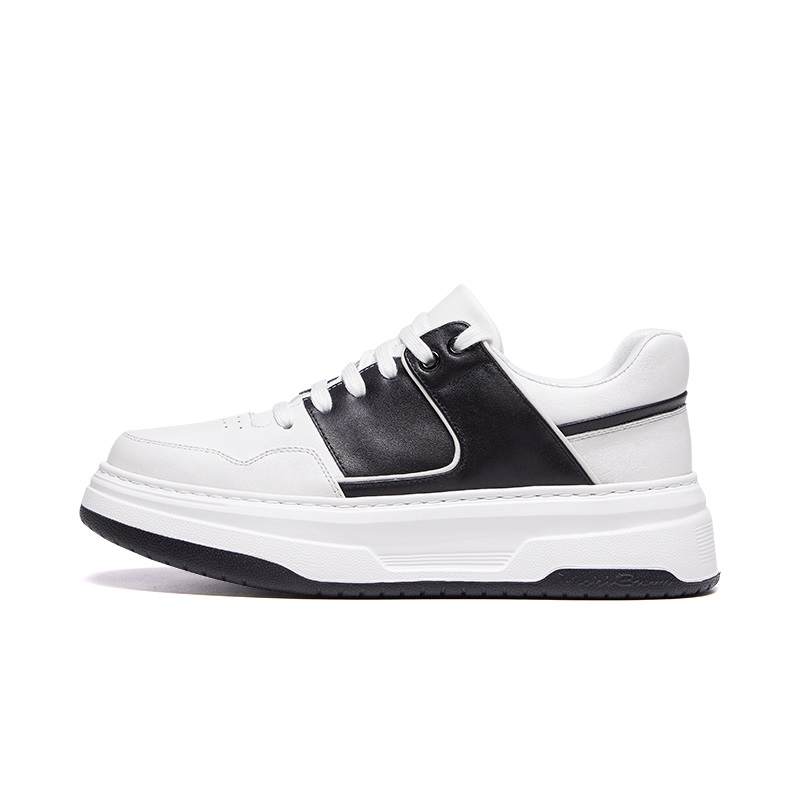 VICKI BROWN Cow Leather Low top Skateboard Shoes Men's Black White