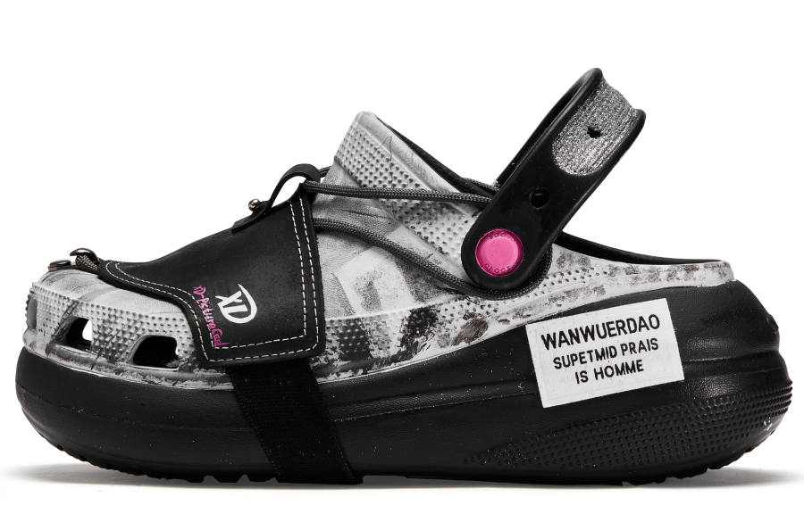 Crocs Crocs Classic Crush ADCDAVINCI Custom, Head Text First Clogs Women's Gray Pink