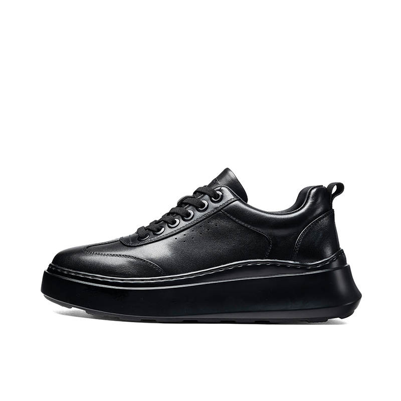 HARSON Cow Leather Low top Casual Shoes Men's Black