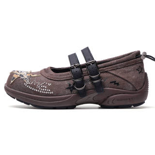 Mule Donkey Mesh Mary Jane Shoes Women's Brown
