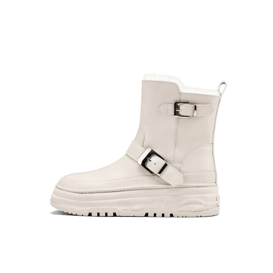 BOERDIQI Top Grain Cow Leather Thermal Height Increasing Thermal Height Increasing Short Snow Boots Women's
