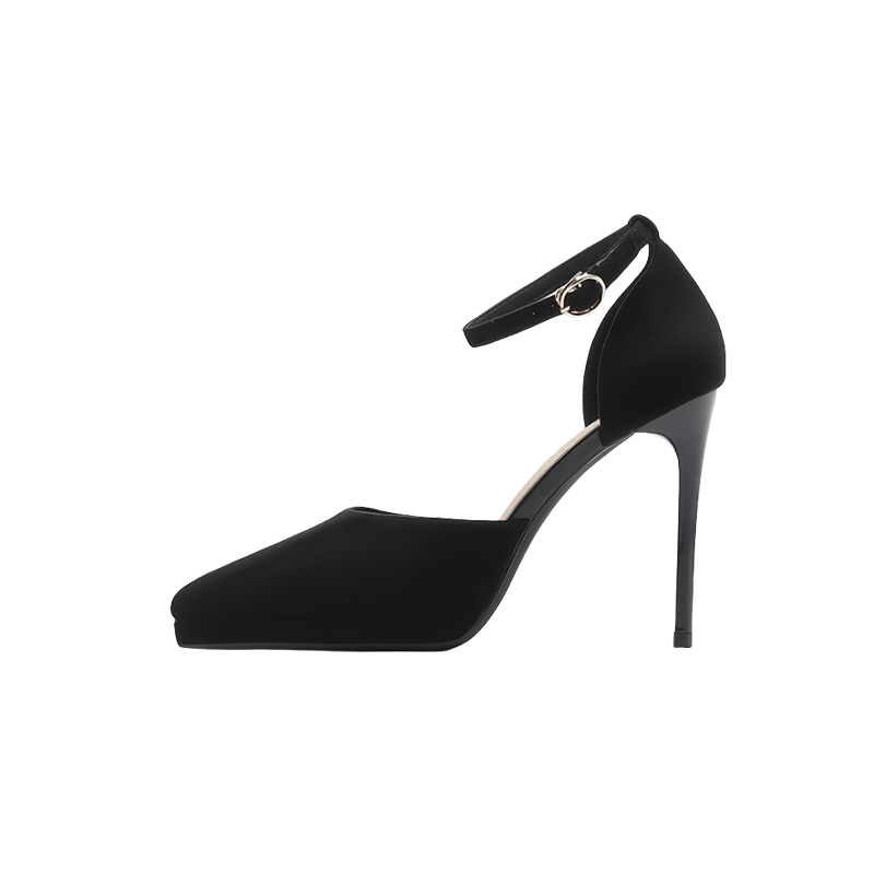 WOXXXN Suede Slim Heel High Heels Women's Black