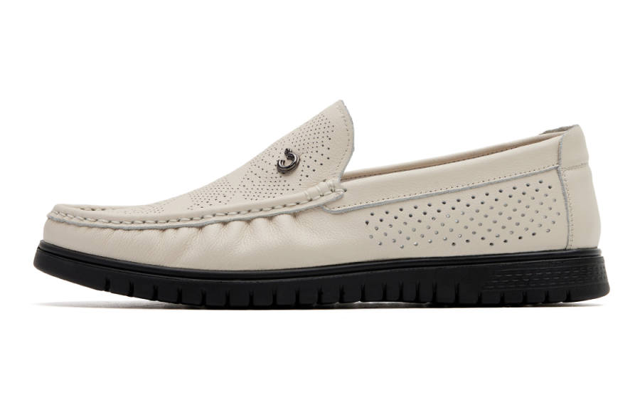 C°BANNER Casual Leather Shoes Men's Low Top Beige
