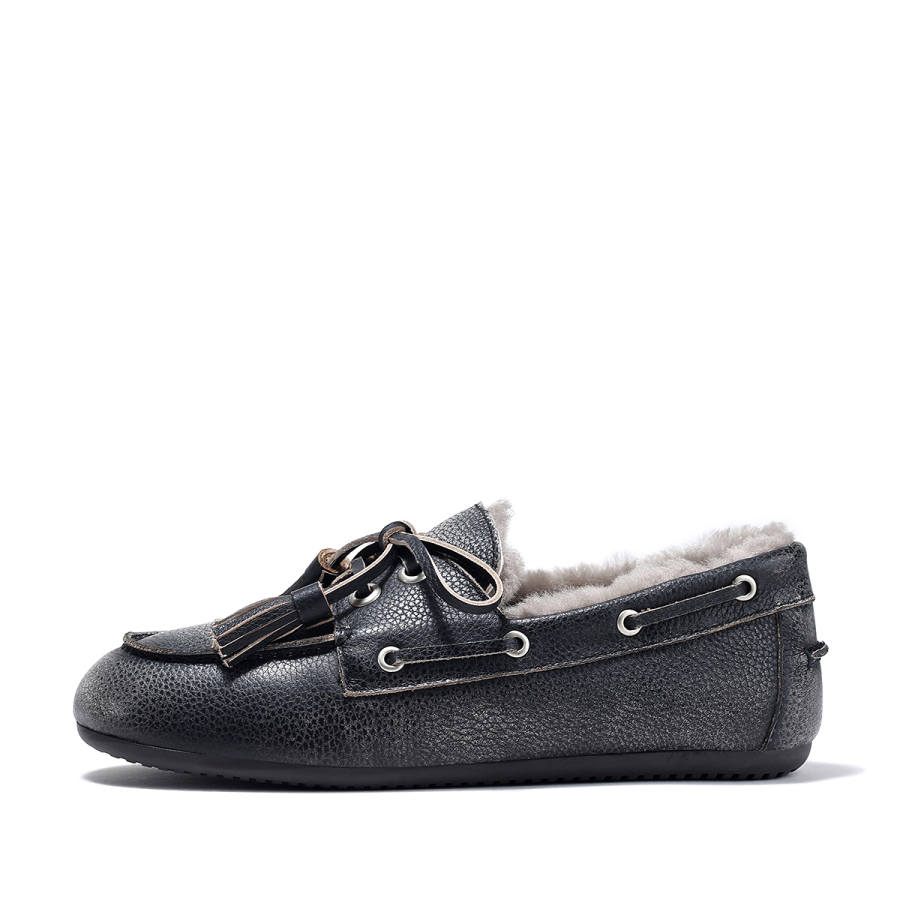 BELLALILY Fleece Lined Flat Shoes Comfortable Bowknot Fringe Casual Shoes Women's