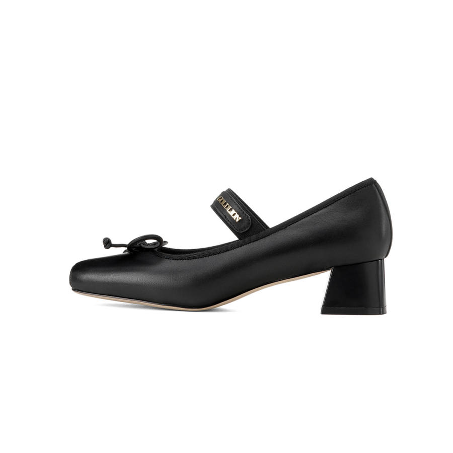 GOLDLION Sheepskin Chunky Heel Mary Jane Shoes Women's
