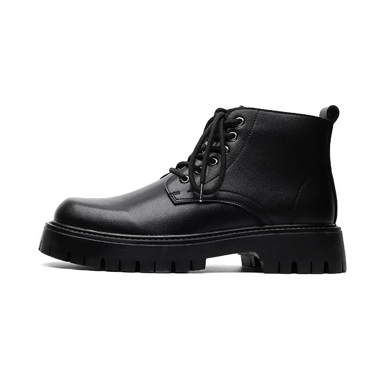 SHUILIXING Microfiber Leather Short Combat Boots Men's Black