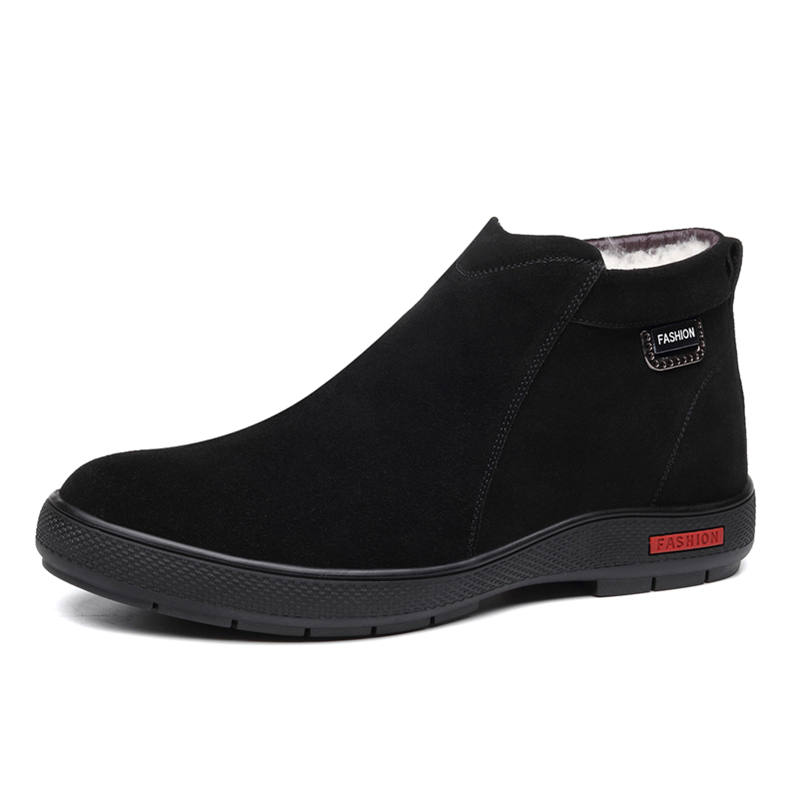 KACHILANG Cow Suede Abrasion Resistant Thermal Coverage Abrasion Resistant Thermal Coverage Short Snow Boots Men's