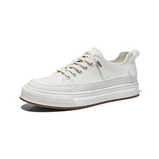 Hautton Textile, Synthetic Leather Low top Skateboard Shoes Men's White