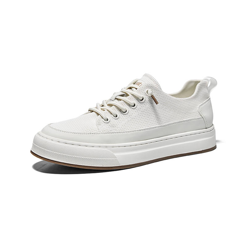 Hautton Textile, Synthetic Leather Low top Skateboard Shoes Men's White