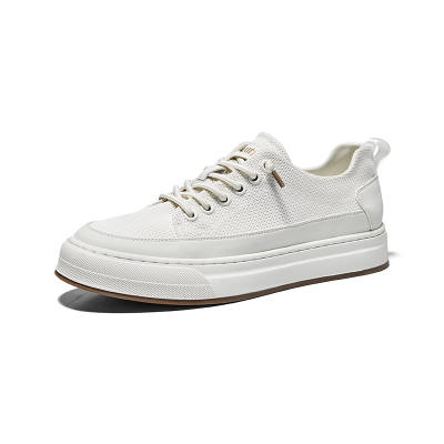 Hautton Textile, Synthetic Leather Low top Skateboard Shoes Men's White