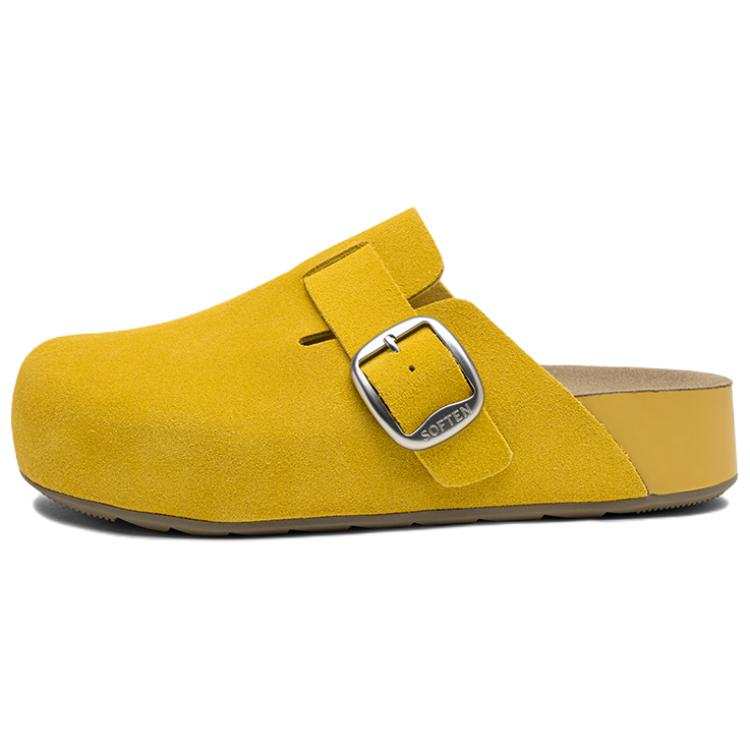 BASTO BASTO Rubber Sole Leather Patchwork Quiet Closed Toe Slippers Women's