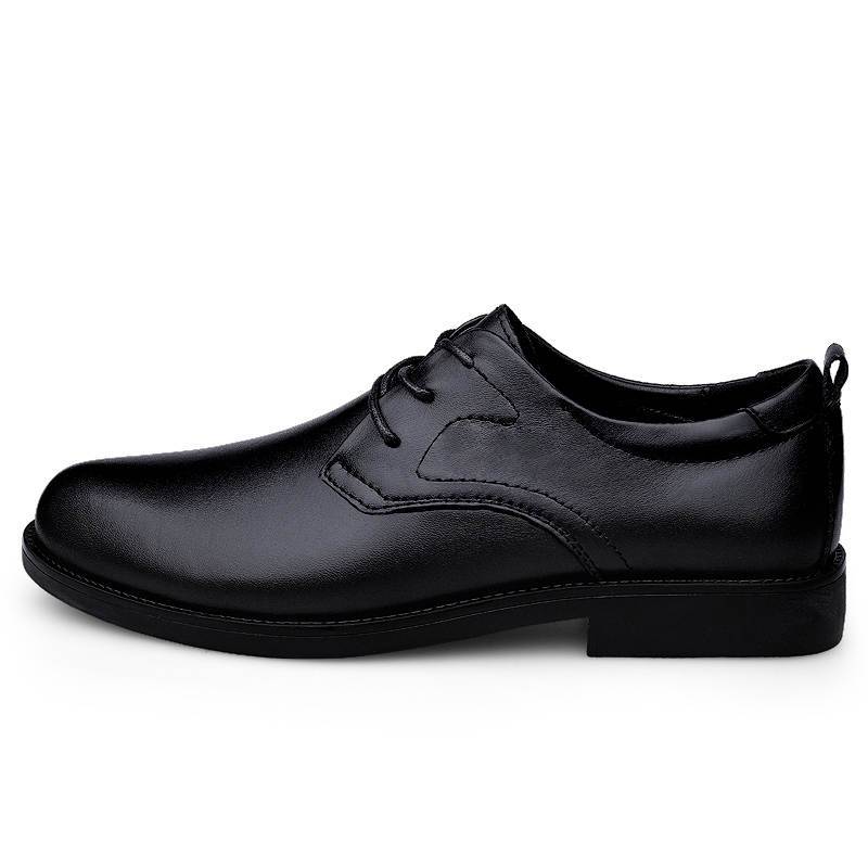YIMINU Casual Leather Shoes Men's Low Top Black