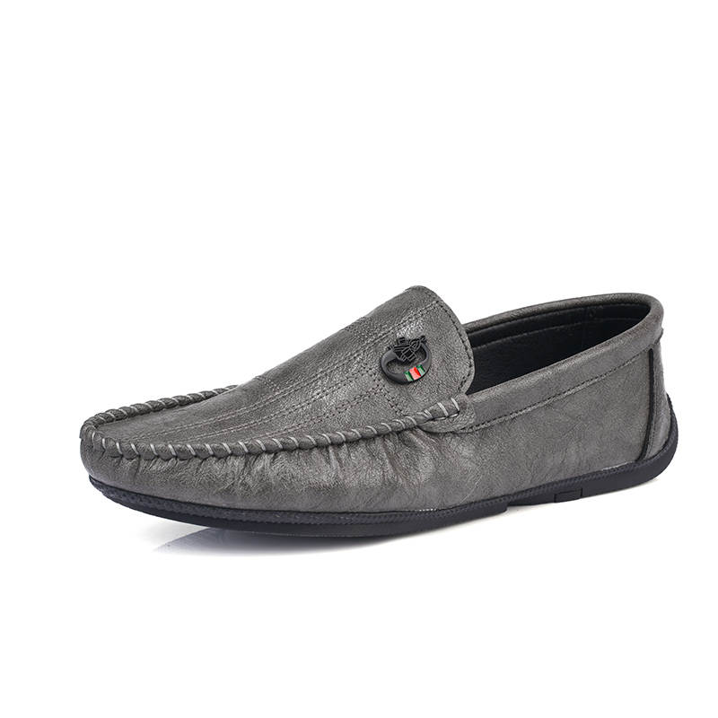 YINGLUNQISHI Cow Split Leather Casual Shoes Men's Gray