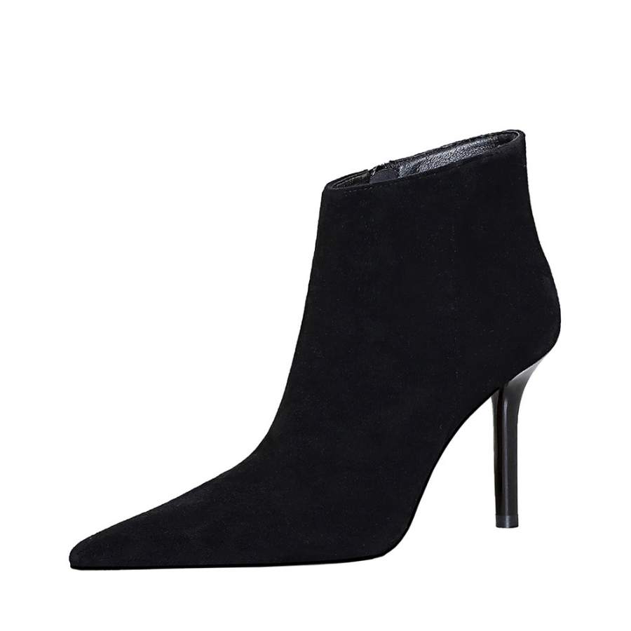 DUNNU Leather Ankle Boots 9.5cm Women's Black
