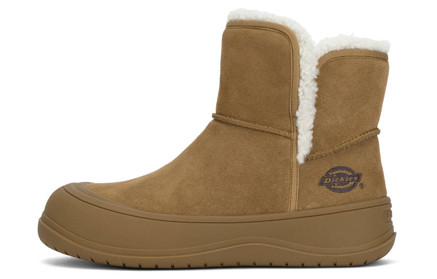 Dickies Cow Split Leather Thermal 10cm Snow Boots Women's Yellow Brown