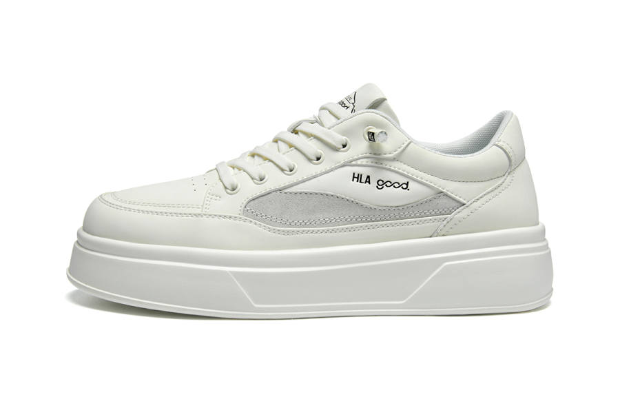 HLA Skateboard Shoes Men's Low Top Beige, White, Black