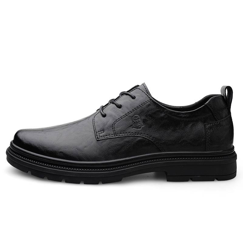 LAORENTOU Top Grain Cow Leather Casual Shoes Men's Black