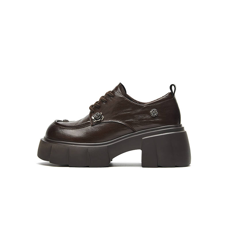 ST&SAT ST&SAT Cow Split Leather Chunky Heel High Heels Women's