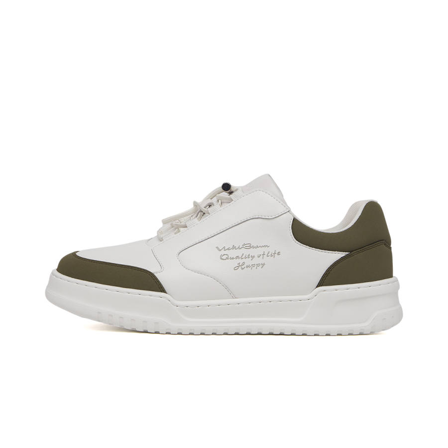 VICKI BROWN Cow Split Leather Low top Skateboard Shoes Men's White Green