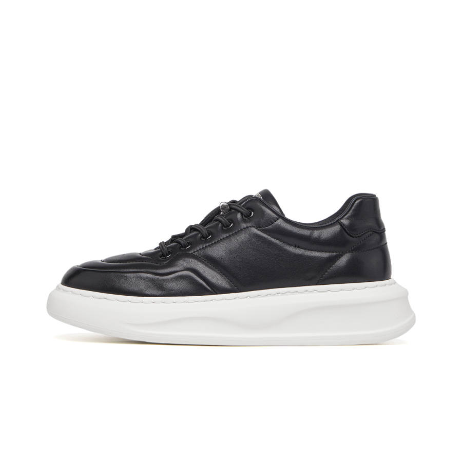 VICKI BROWN Cow Leather Low top Skateboard Shoes Men's Black