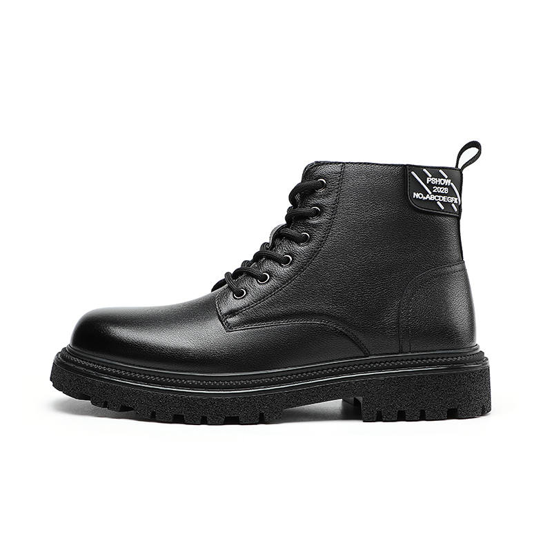 SEPTWOLVES SEPTWOLVES Top Grain Cow Leather Short Combat Boots Men's Black HD