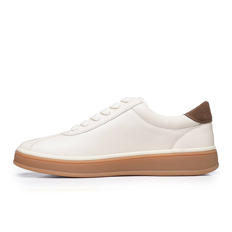 RITAI Cow Leather Slip Resistant, Abrasion Resistant, Lightweight Skateboard Shoes Men's White