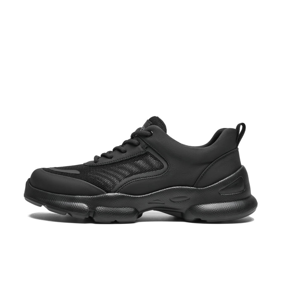 HARSON Textile, Cow Leather Cushioning Abrasion Resistant Breathable Lightweight Low top Casual Shoes Men's Black