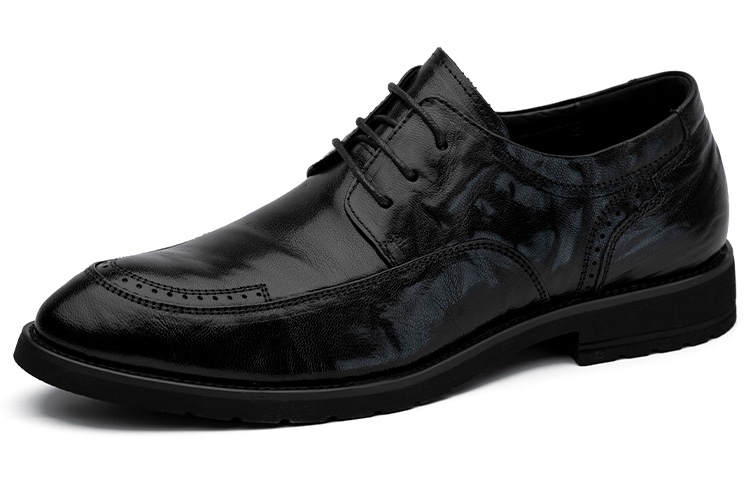 SULEGAO Sheepskin Dress Shoes Men's Black