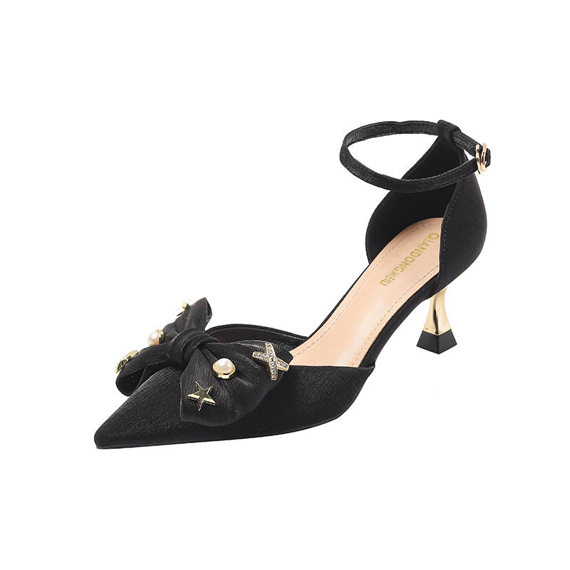 Qiandongmeili Slim Heel High Heels 6CM Women's Black