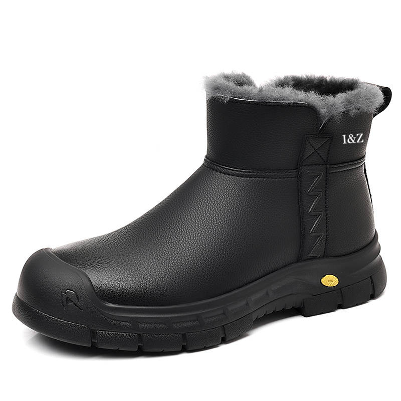 I&Z Cow Split Leather Thermal Abrasion Resistant Thermal Abrasion Resistant Short Snow Boots Men's