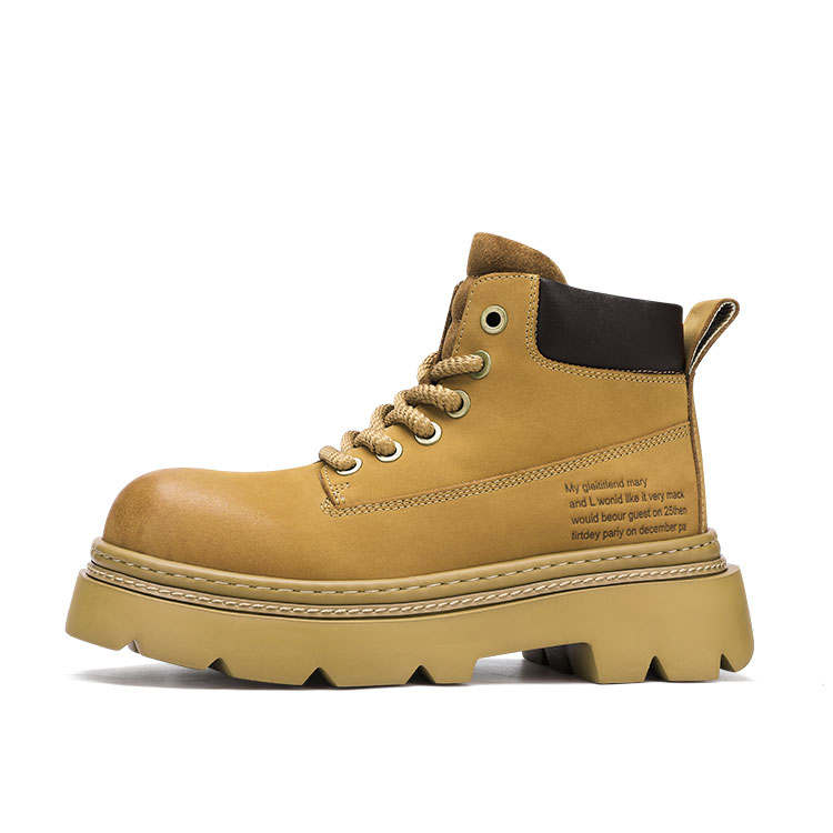U7 U7 Top Grain Cow Leather Short Combat Boots Men's Yellow