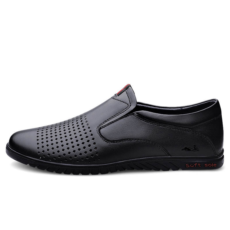 YINGLUNQISHI Cow Split Leather Men's Casual Shoes Men's Black