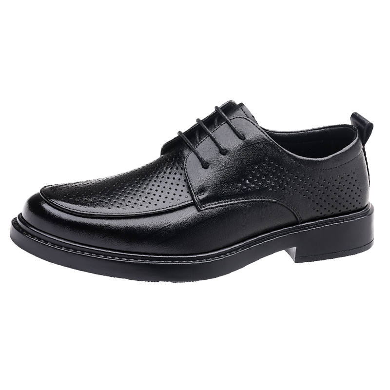 YINGLUNQISHI Top Grain Cow Leather Casual Shoes Men's Black