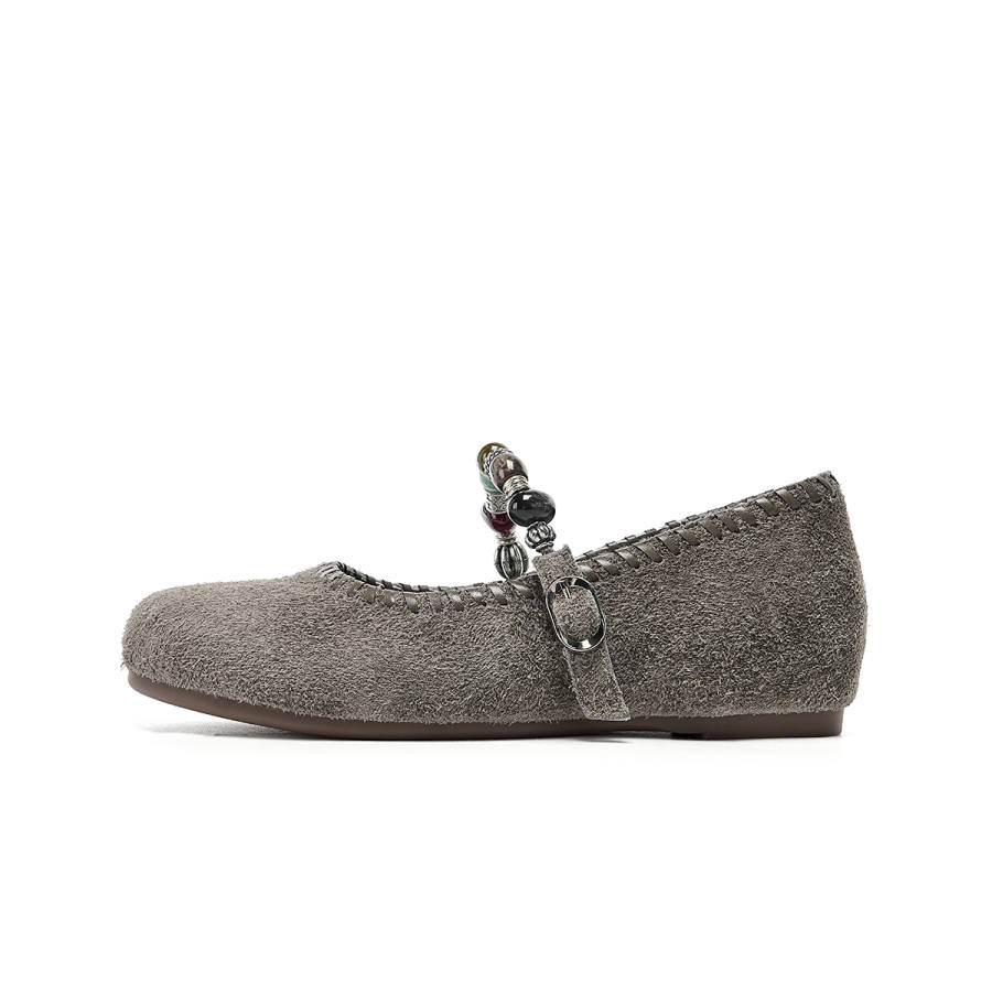 EBLAN EBLAN Cow Split Leather Flat Mary Jane Shoes Women's