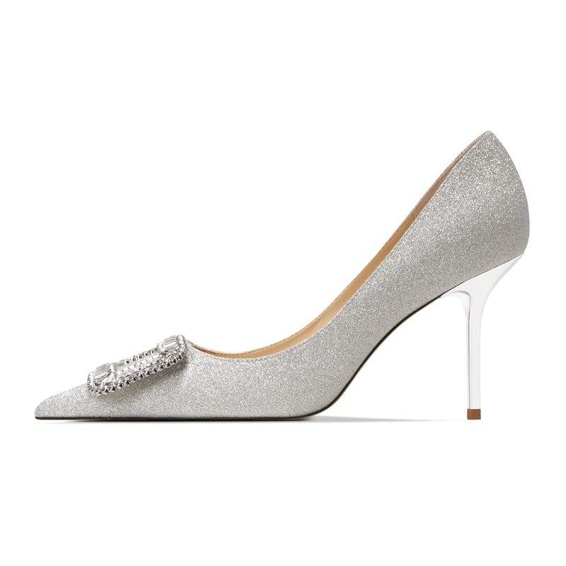 Xingdiman Xingdiman Microfiber Leather Slim Heel High Heels Women's Silver