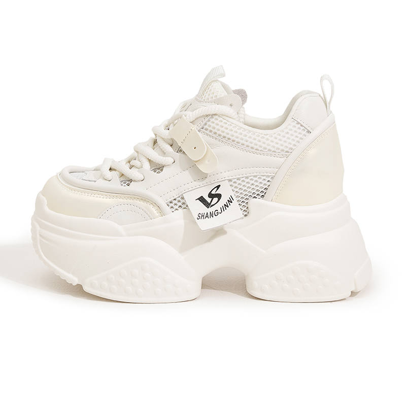MILANLIANGE Microfiber Leather Height Increasing Balance Abrasion Resistant Slip Resistant Low top Chunky Sneakers