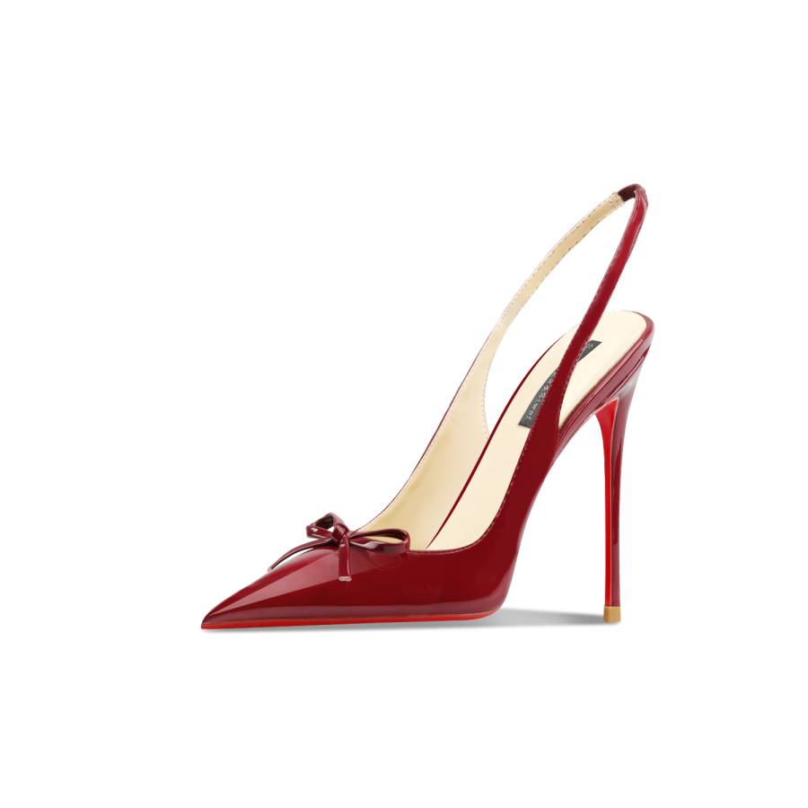 Suyymakk Patent Leather Slim Heel High Heels Women's Burgundy