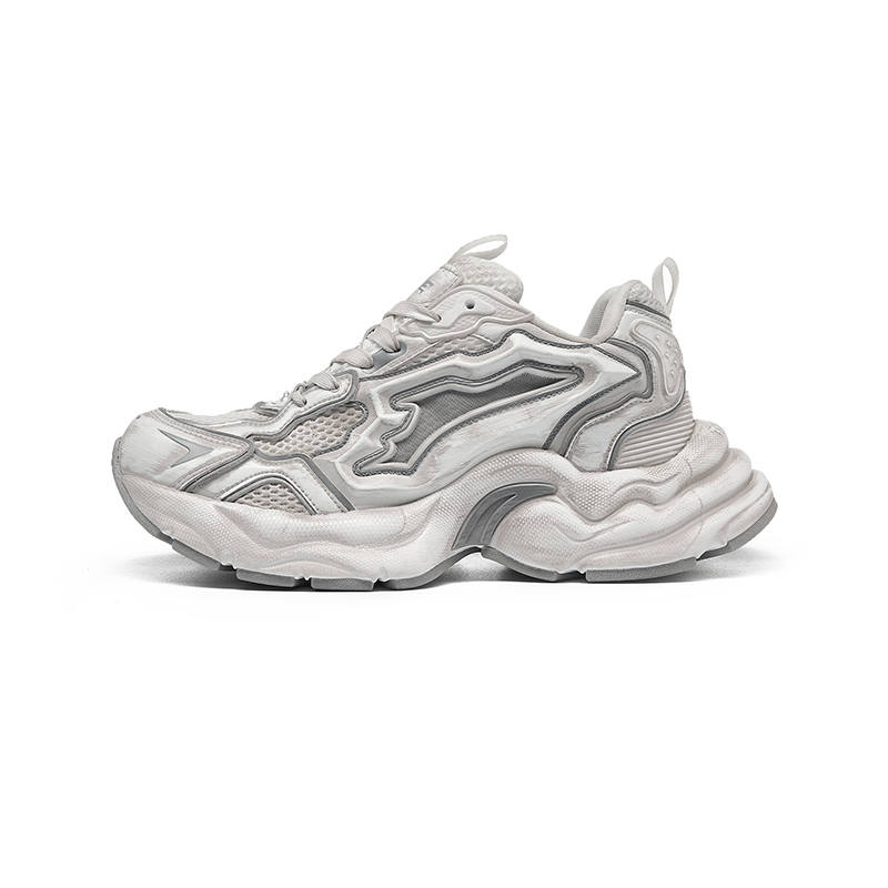 TOFAVE Mesh Cushioning Slip Resistant Low top Chunky Sneakers Unisex Dirty White
