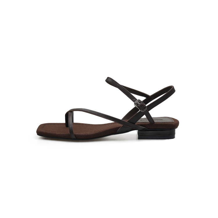 SUYANJIAO Top Grain Cow Leather One Strap Sandals Women's