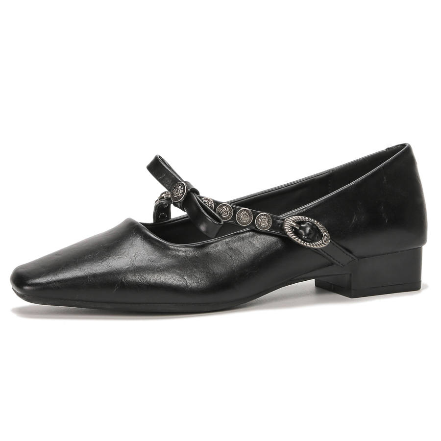 Bamiti Like Walking On A Level Surface Microfiber Leather Chunky Heel Mary Jane Shoes 3cm Women's